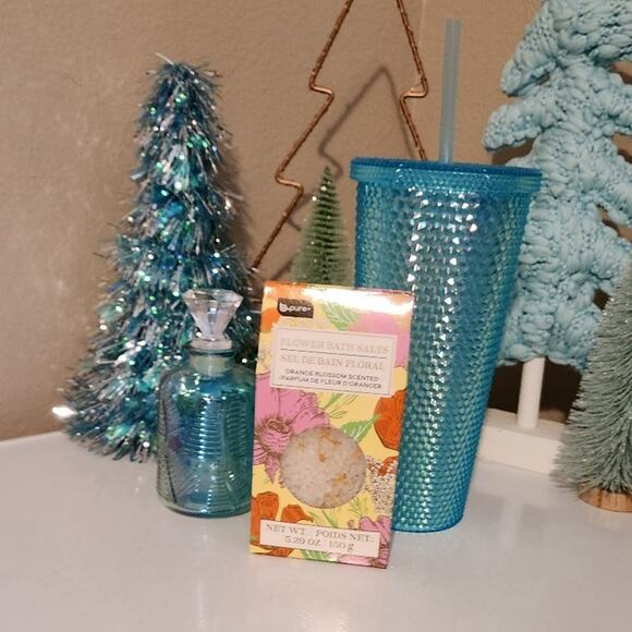 Gift bundle blue new cup jar & new flower orange blossom bath salts bundle - Picture 1 of 12